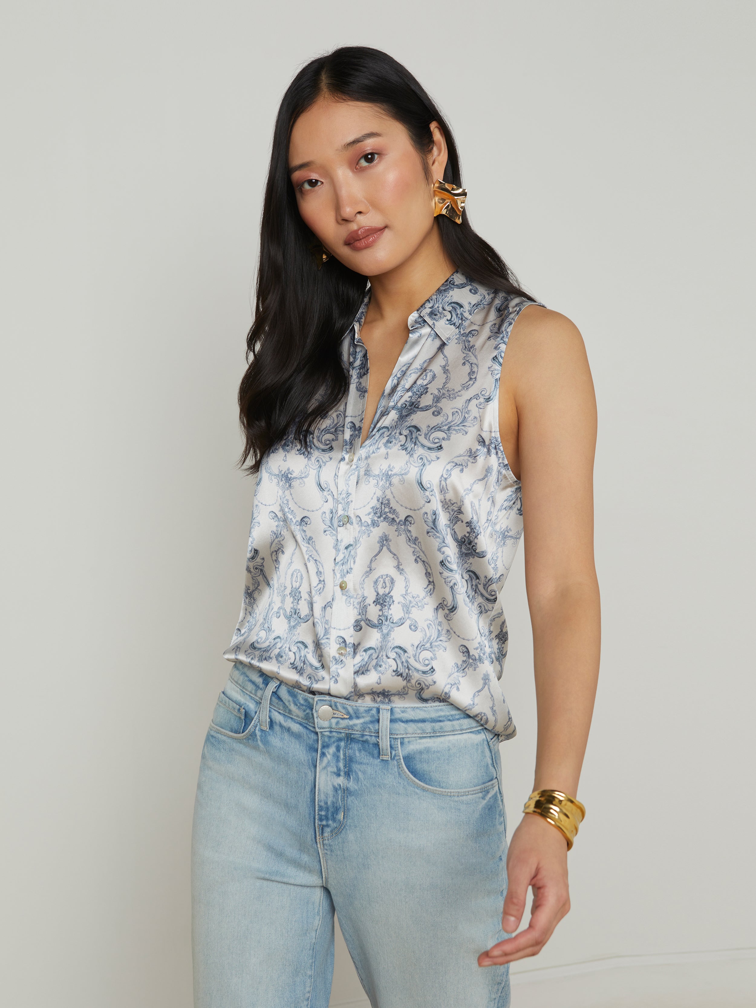 Emmy Sleeveless Silk Blouse blouse L'AGENCE