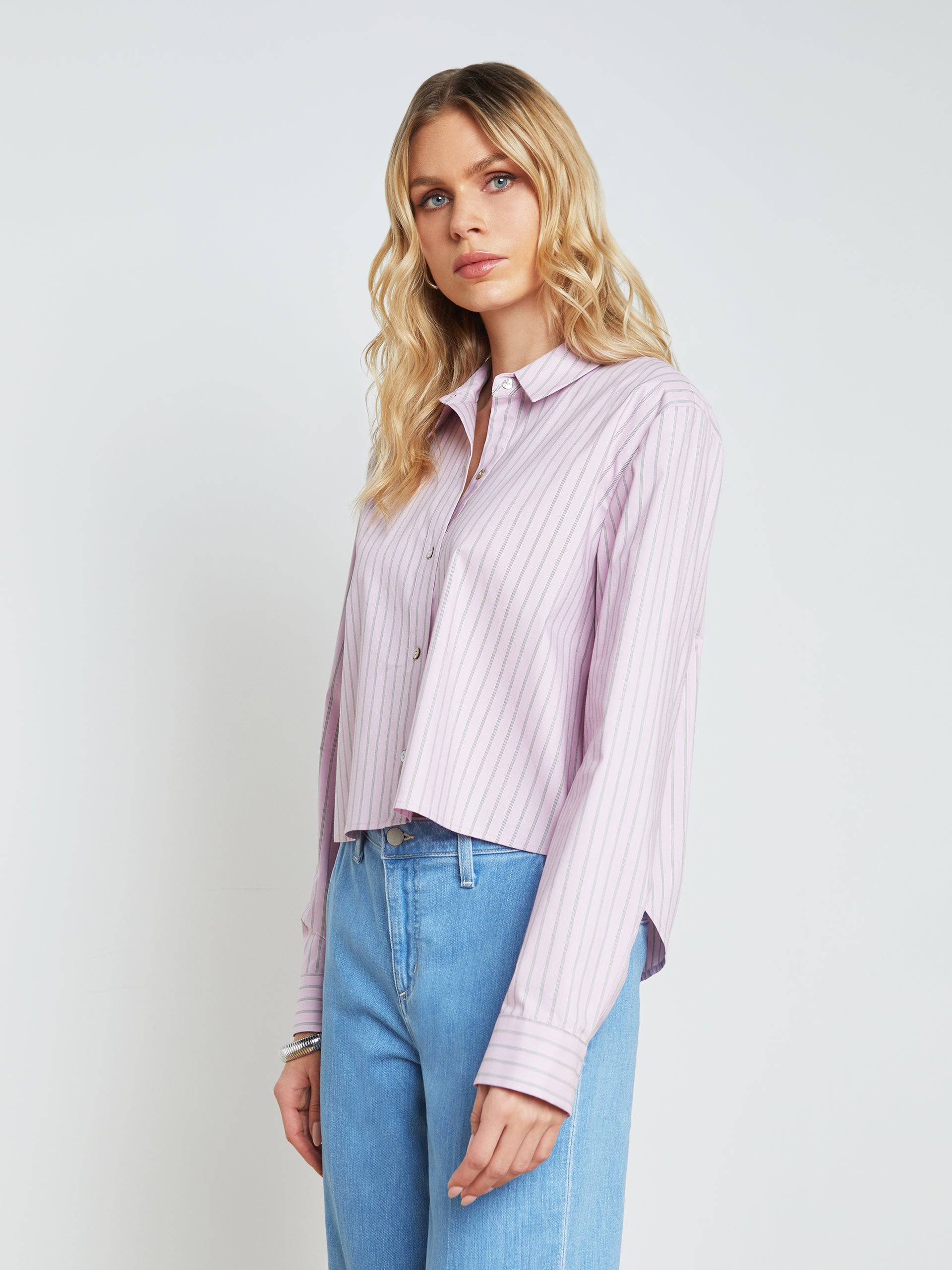 Cosette Striped Button-Down Shirt shirt L'AGENCE Sale   