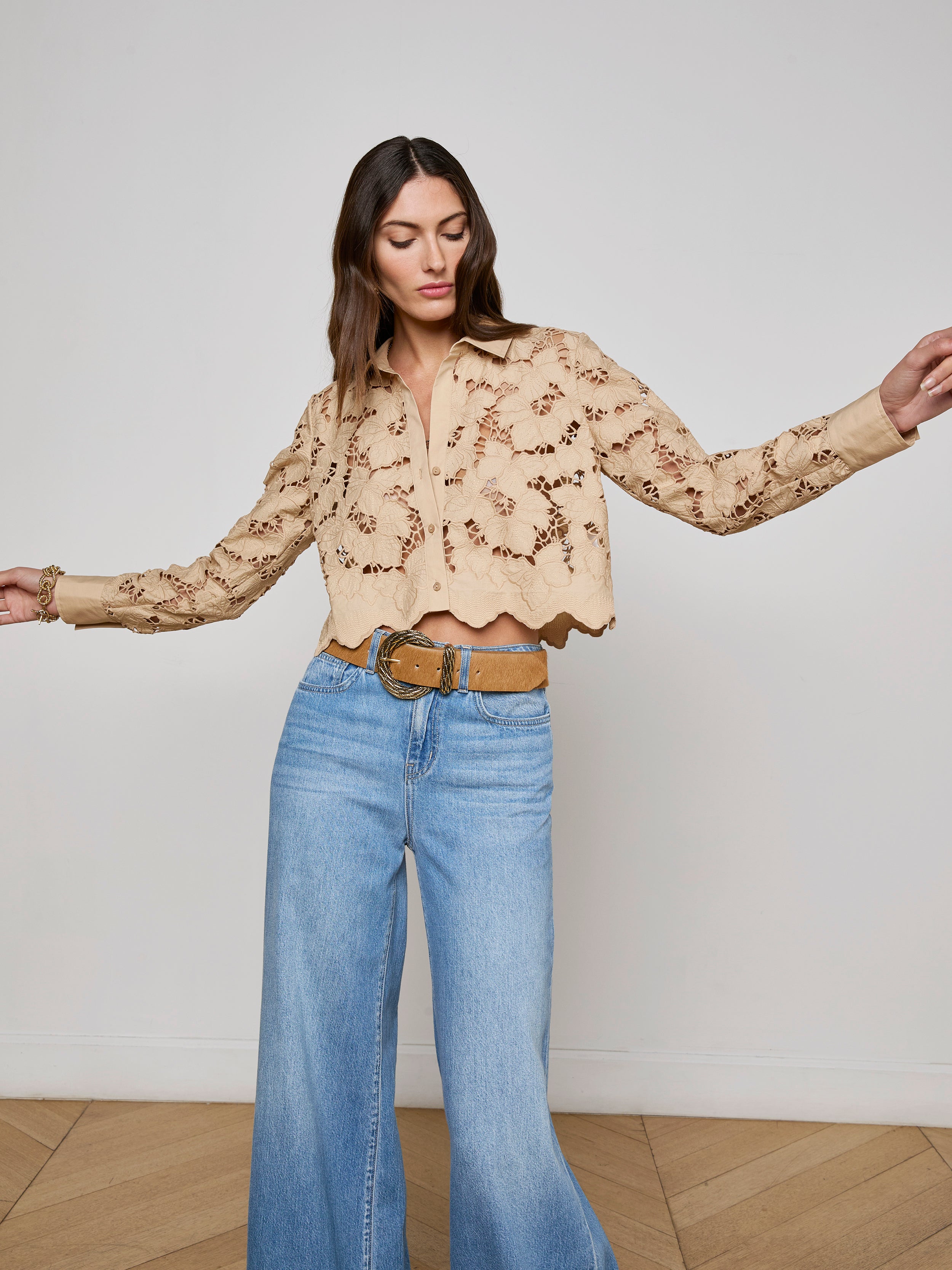 Seychelle Cropped Lace Blouse