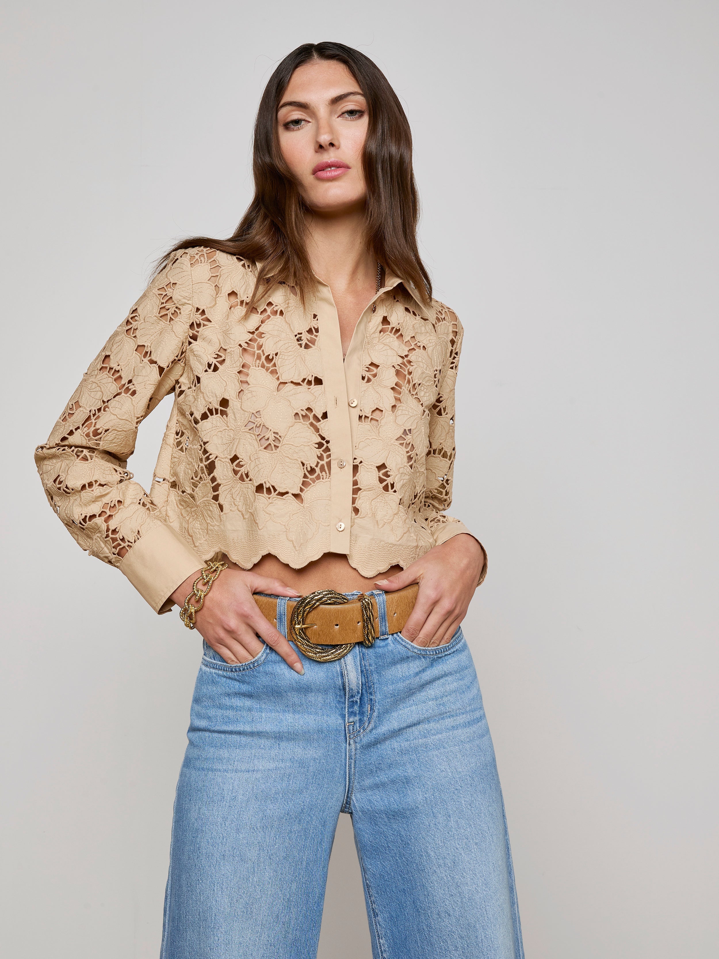 Seychelle Cropped Lace Blouse