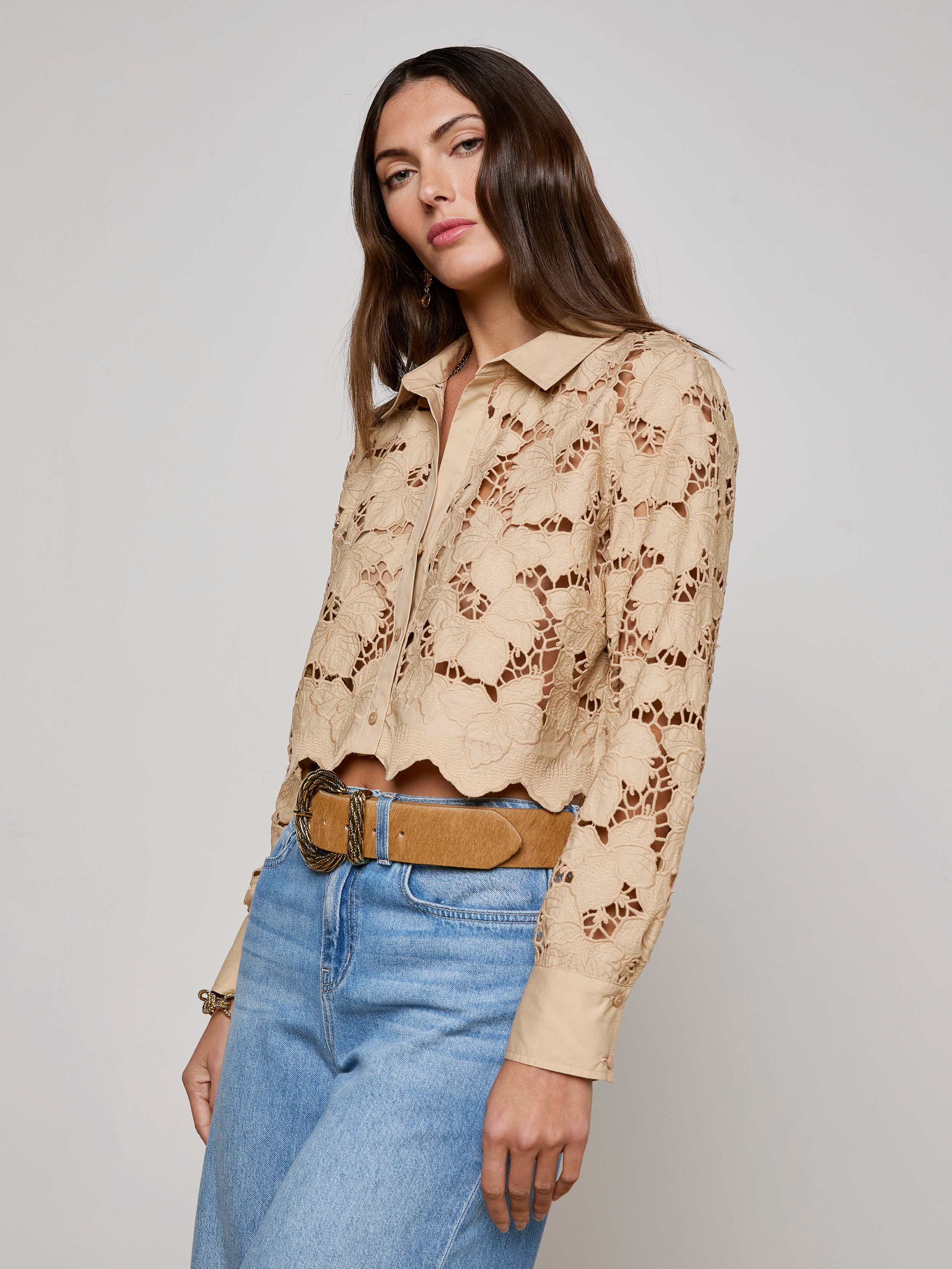 Seychelle Cropped Lace Blouse