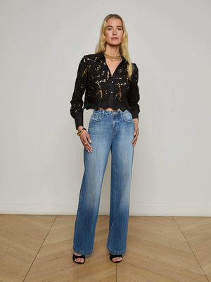 Seychelle Cropped Lace Blouse blouse L'AGENCE