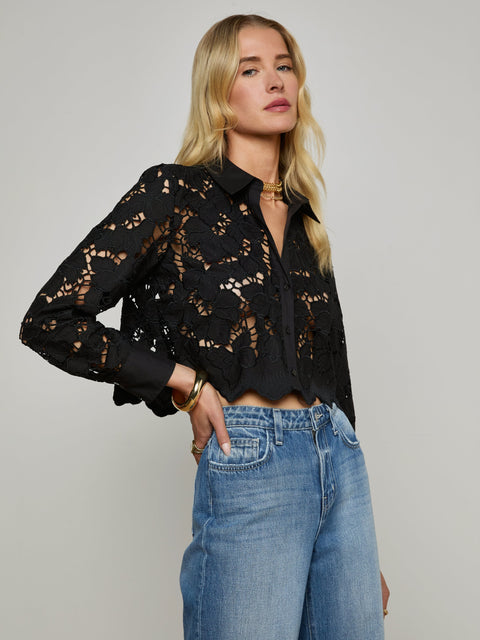 Seychelle Cropped Lace Blouse blouse L'AGENCE