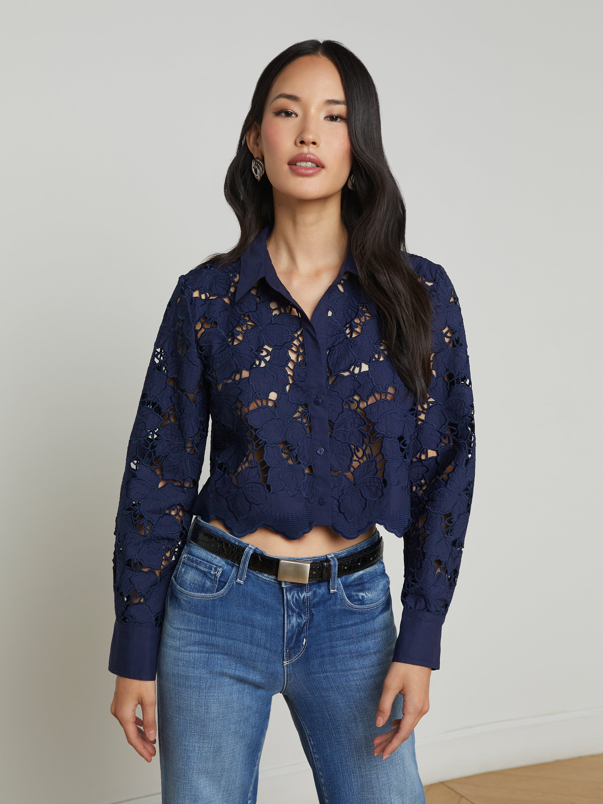 Seychelle Lace Cropped Blouse blouse L'AGENCE