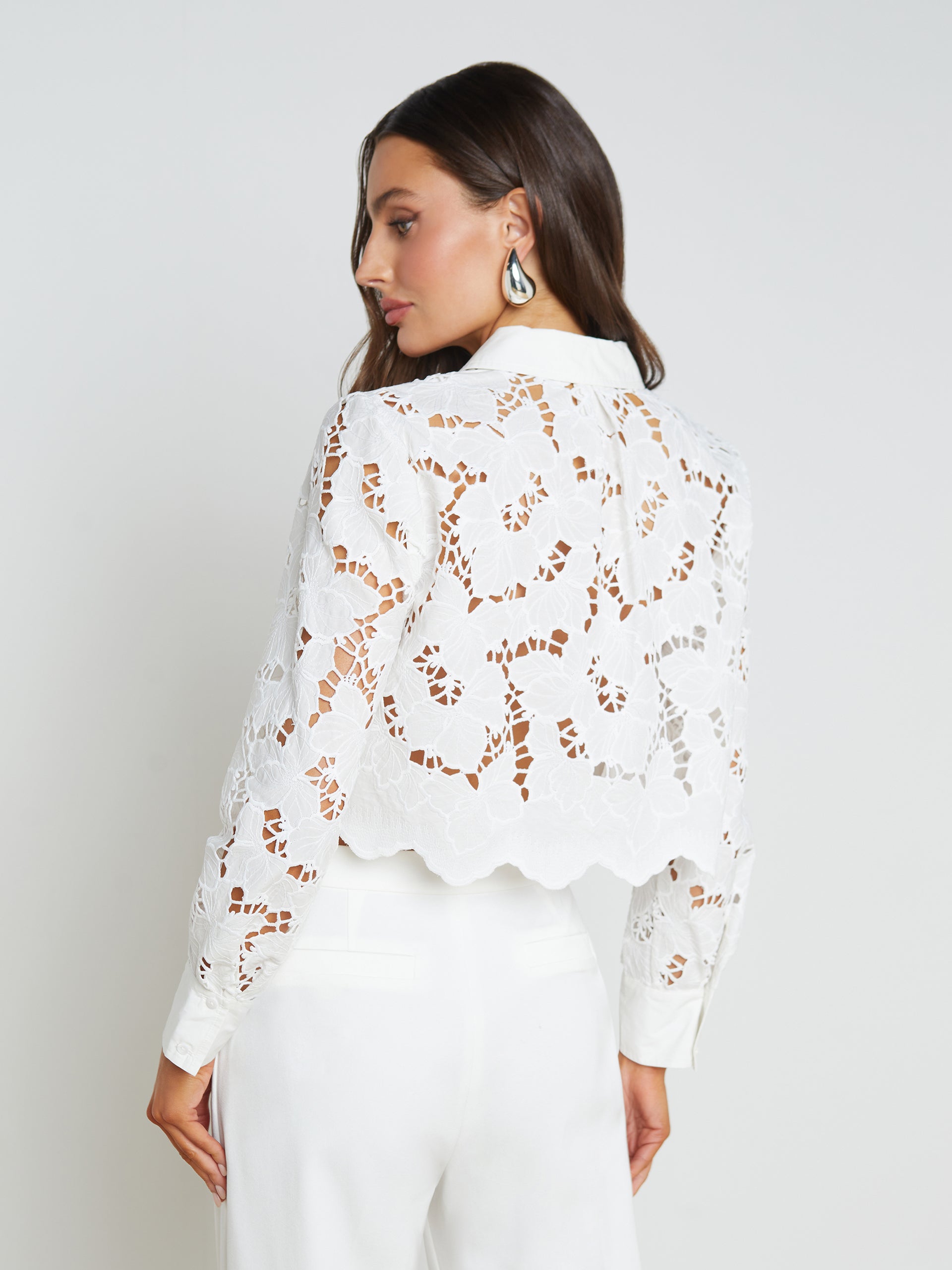 Seychelle Lace Cropped Blouse blouse L'AGENCE   