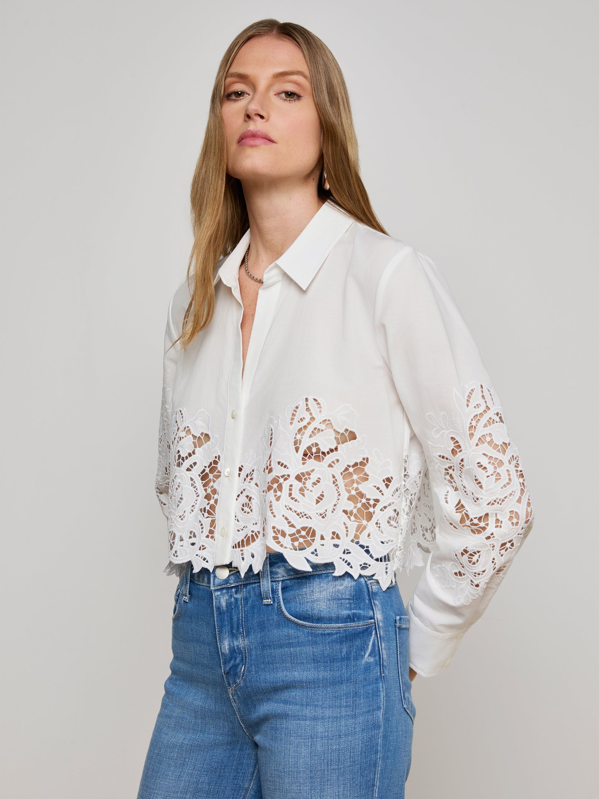 Seychelle Cropped Lace Blouse