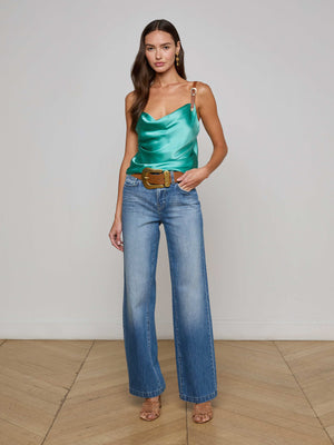 Lux Silk Buckle-Strap Camisole