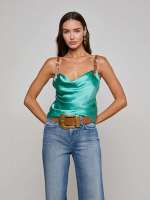 Lux Silk Buckle-Strap Camisole