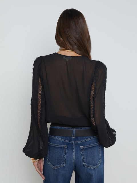 Cayson Lace-Trim Blouse blouse L'AGENCE   