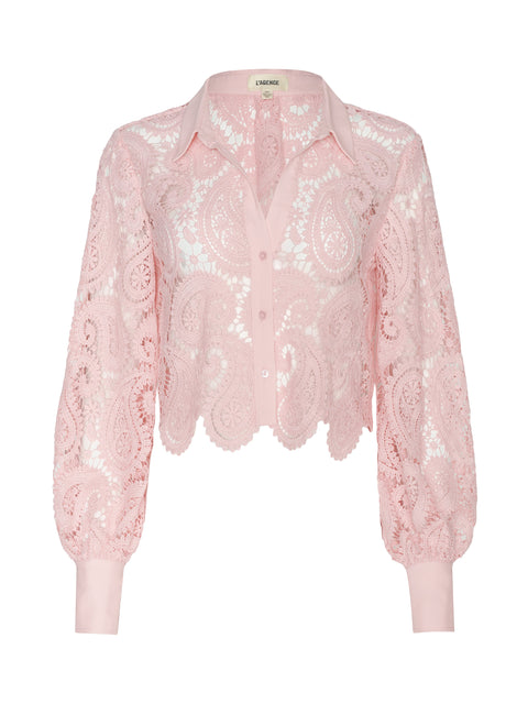 Odelia Cropped Lace Blouse blouse L'AGENCE