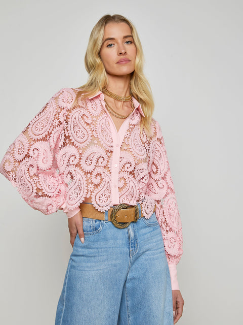 Odelia Cropped Lace Blouse blouse L'AGENCE