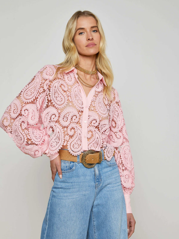 Odelia Cropped Lace Blouse blouse L'AGENCE