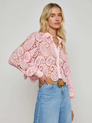 Odelia Cropped Lace Blouse blouse L'AGENCE