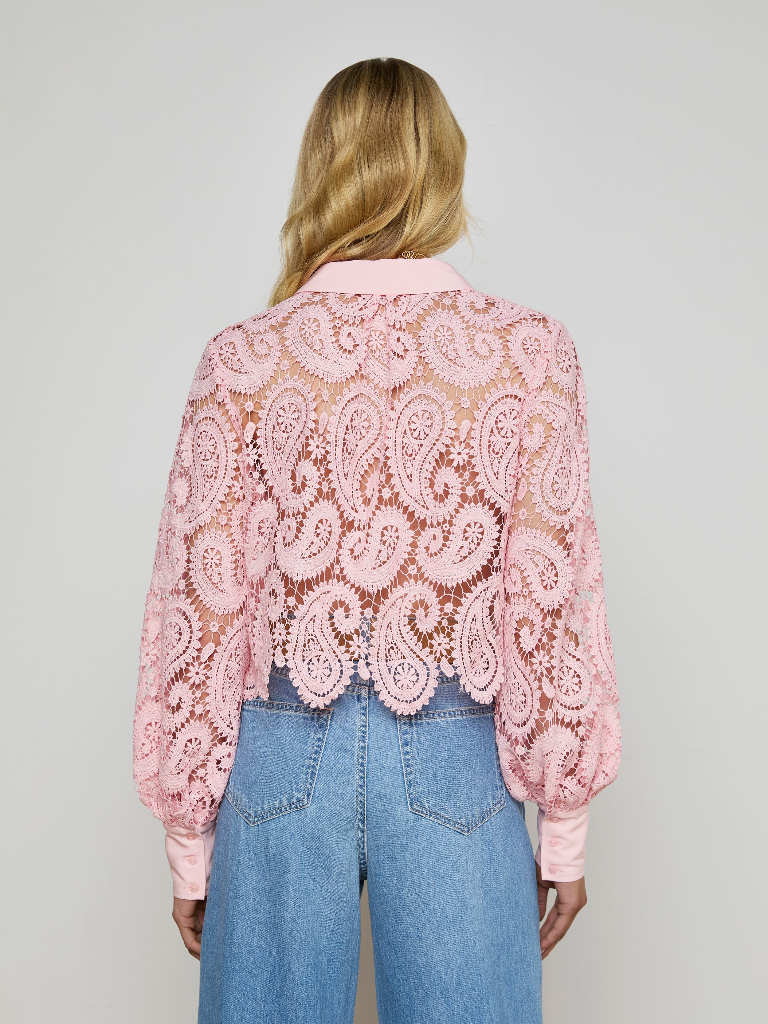 Odelia Cropped Lace Blouse blouse L'AGENCE