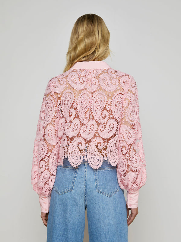 Odelia Cropped Lace Blouse blouse L'AGENCE