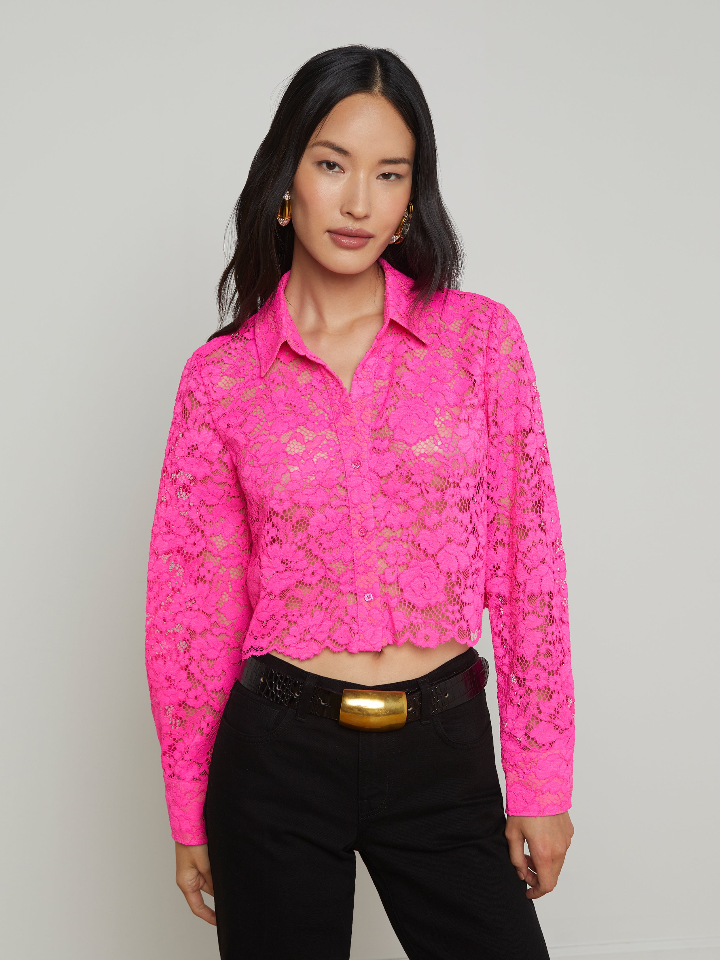 Akemi Lace Cropped Blouse blouse L'AGENCE