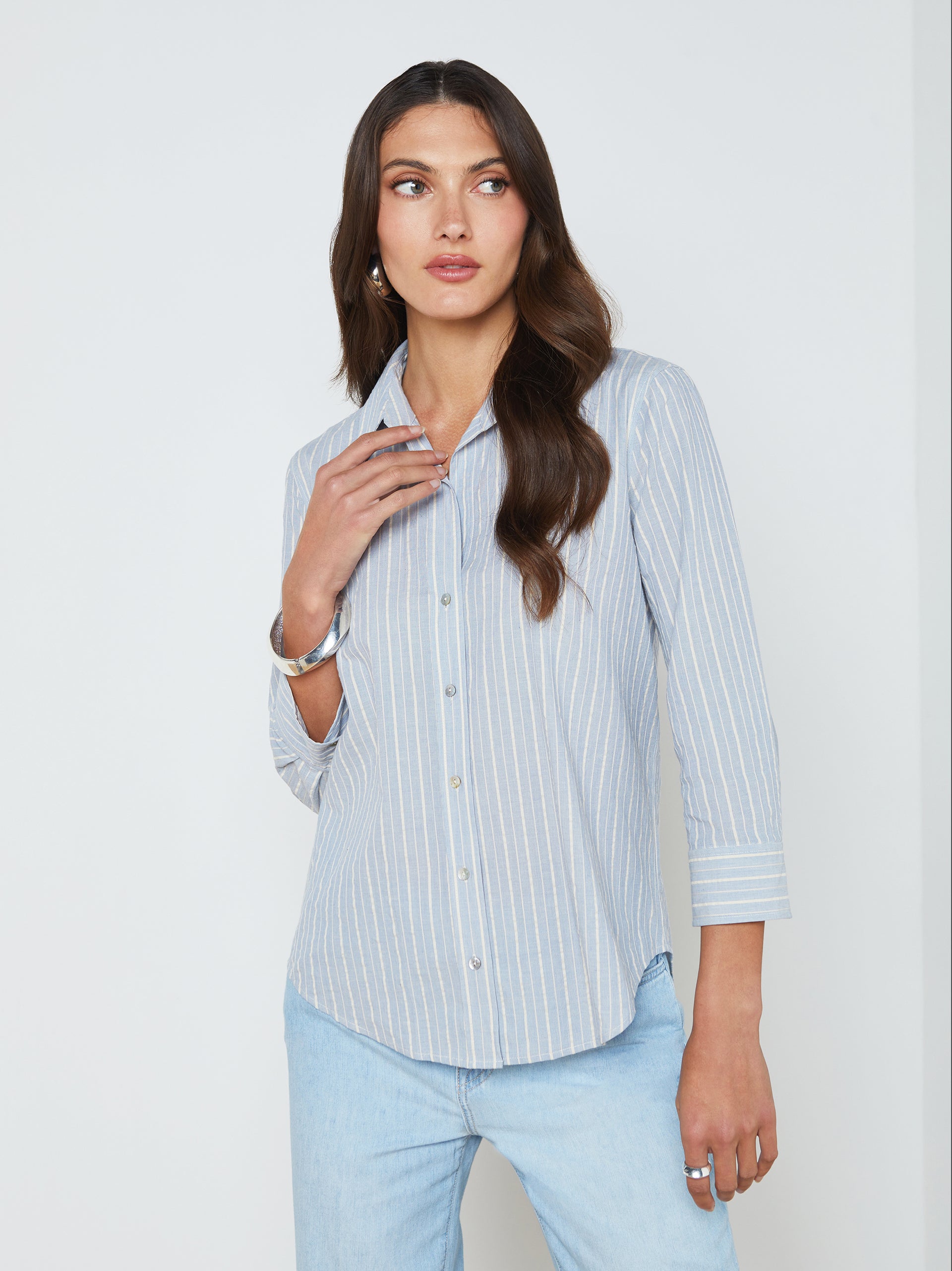 Daniella Striped Blouse blouse L'AGENCE Sale   