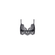 The Aislin Lace Bralette features thin adjustable straps and intricate floral patterns, crafted from sheer stretch lace with delicate scalloped edges, set against a plain white background.