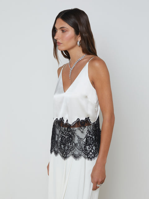 Bryna Silk Lace Camisole tank top L'AGENCE   