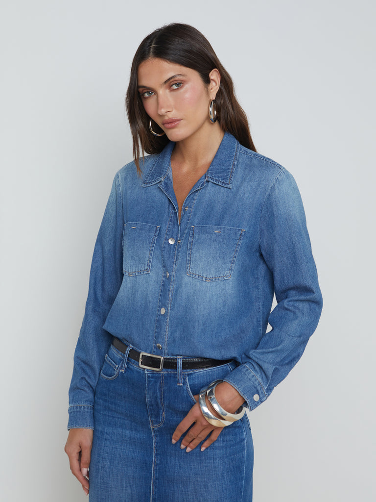 Isla Denim Shirt shirt L'AGENCE Sale   