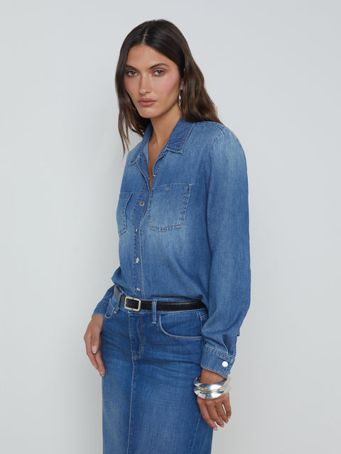 Isla Denim Shirt shirt L'AGENCE Sale   