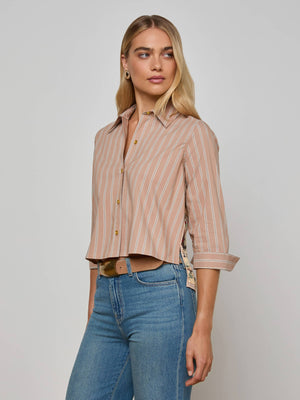 Chemise Fawn à imprimé cartes à jouer style Western