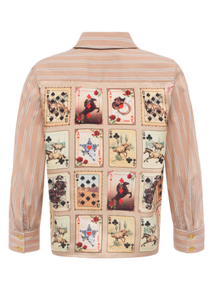 Chemise Fawn à imprimé cartes à jouer style Western