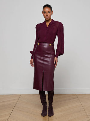 Arlette Vegan Leather Midi Skirt