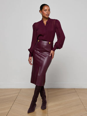 Arlette Vegan Leather Midi Skirt