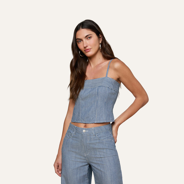 Arlin Tank in Azure Blue Stripe | L'AGENCE
