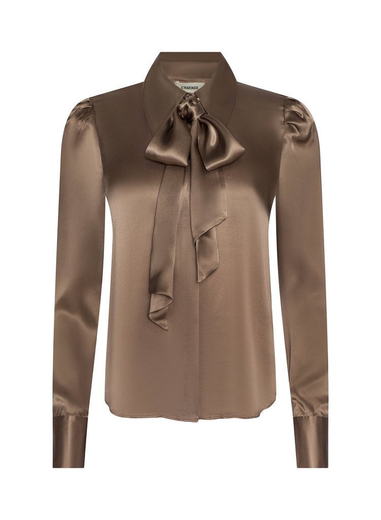 Honey Silk Tie Neck Blouse