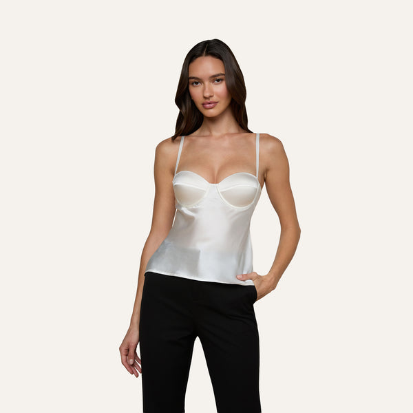 Orlina Silk Camisole in White | L'AGENCE