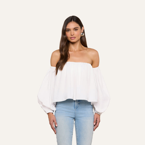 Sarai Off-the-Shoulder Top in White | L'AGENCE