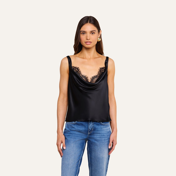 Evadne Silk Lace Camisole in Black | L'AGENCE