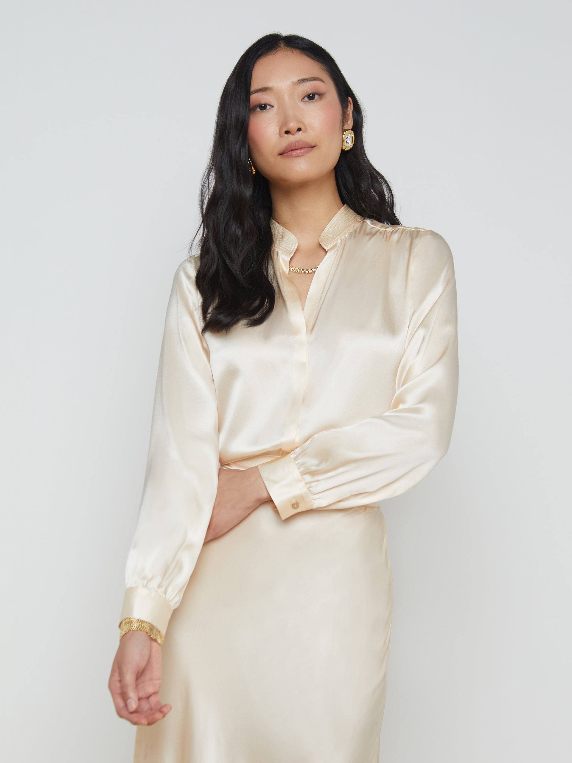 Bianca Silk Blouse blouse L'AGENCE   