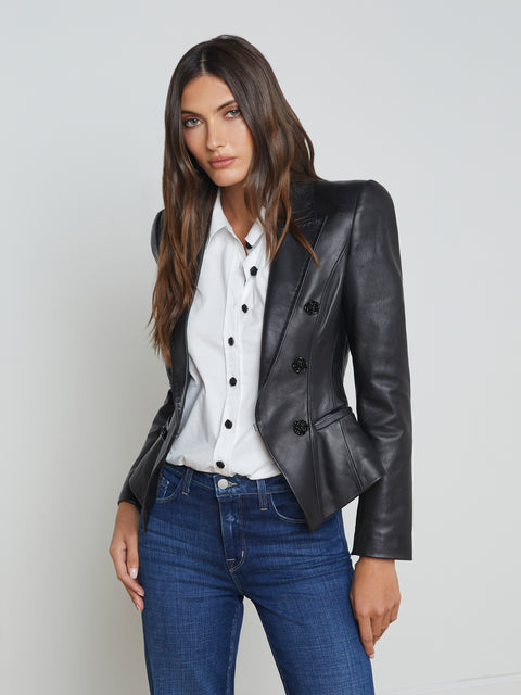 Andalusia Leather Blazer blazer L'AGENCE   