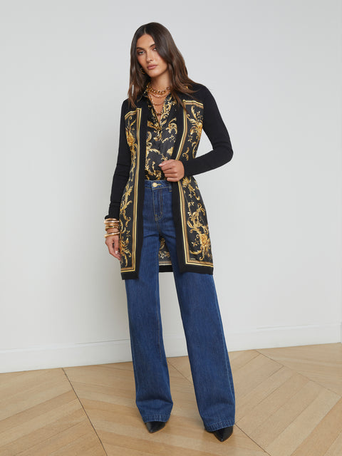 Beverly Silk Panel Cardigan cardigan L'AGENCE   