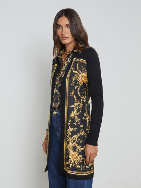 Beverly Silk Panel Cardigan cardigan L'AGENCE Sale