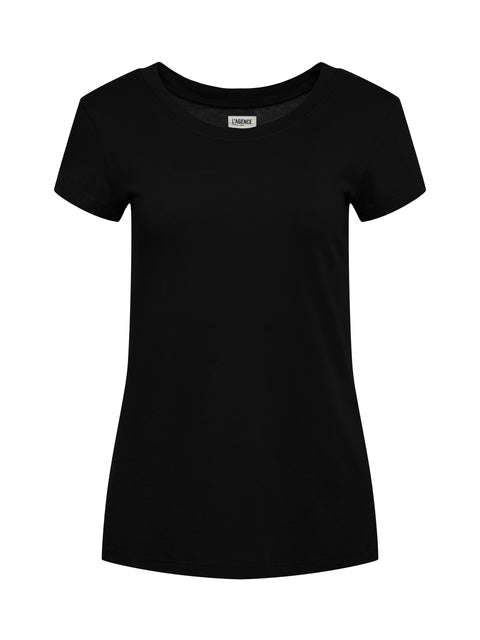 L'AGENCE Ressi Fitted Crewneck Tee In Black
