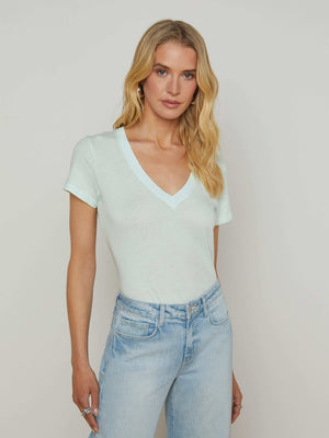 Becca Cotton V-Neck Tee tee shirt L'AGENCE