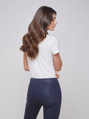 Becca Cotton V-Neck Tee tee shirt L'AGENCE   