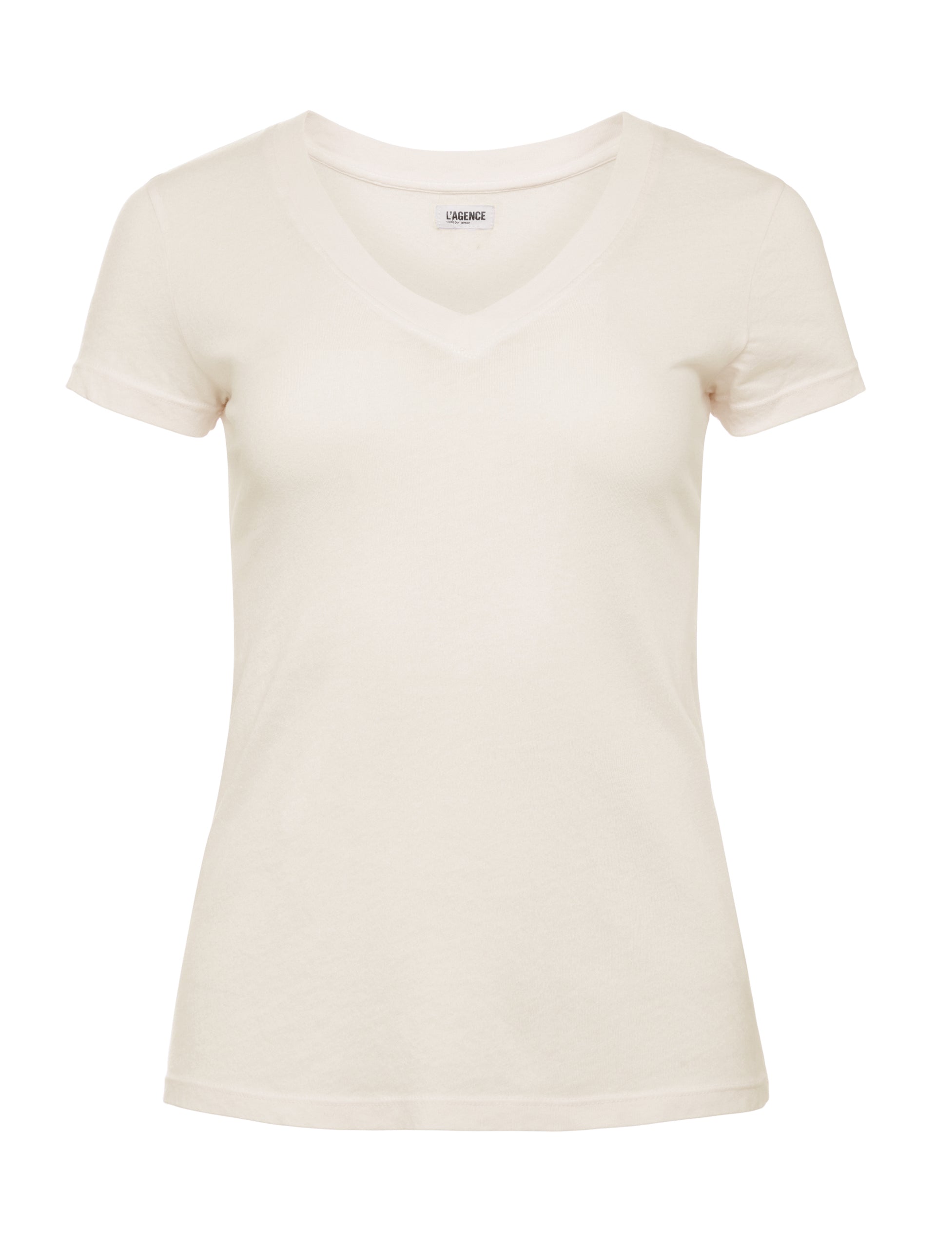 Becca Cotton V-Neck Tee tee shirt L'AGENCE   