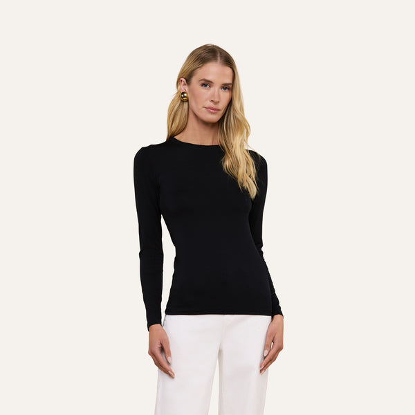 Tess Long Sleeve Tee in Black | L'AGENCE
