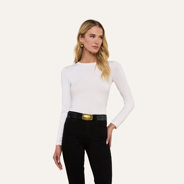 Tess Long Sleeve Tee in White | L'AGENCE