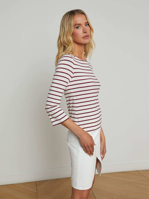 Lucille Striped Boatneck Top tee shirt L'AGENCE