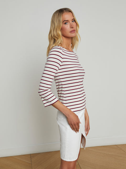 Lucille Striped Boatneck Top tee shirt L'AGENCE