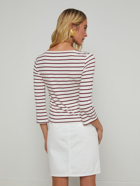 Lucille Striped Boatneck Top tee shirt L'AGENCE