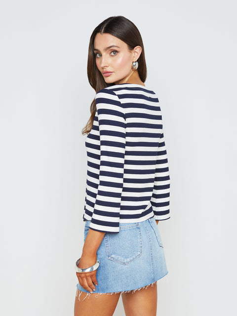 Lucille Striped Boatneck Top shirt L'AGENCE   