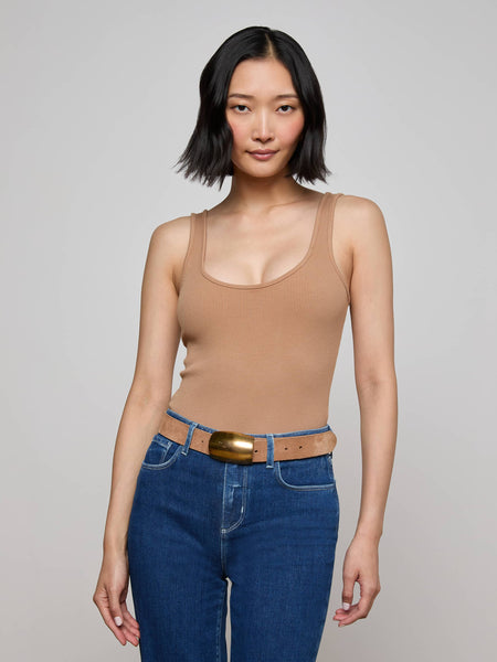 トップス De bon coer TORICO Nica Scoopneck Bodysuit in Cinnamon Swirl | L'AGENCE