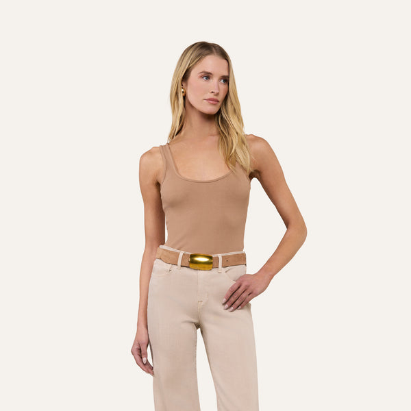 Nica Scoopneck Bodysuit in Cinnamon Swirl | L'AGENCE